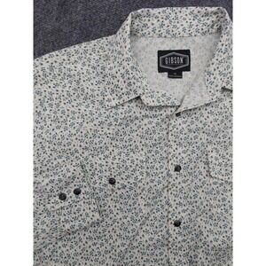 Gibson Trading Co Shirt Mens Medium Blue Floral Pearl Snap Long Sleeve Western